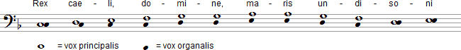 Notenbeispiel Transkription des Beispiels aus der Musica enchiriades