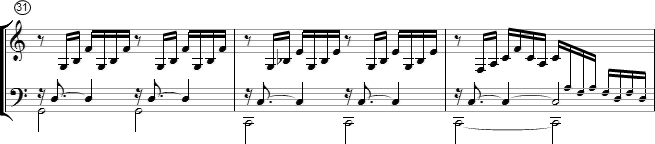 Die Oktavregel - Notenbeispiel 3-11